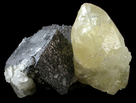 Calcite (twinned crystals) and Galena from Tri-State Lead-Zinc Mining District, near Joplin, Jasper County, Missouri