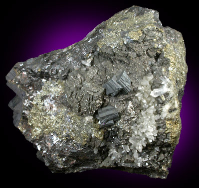Bournonite, Sphalerite, Galena, Pyrite, Quartz from Baia Sprie (Felsöbánya), Maramures, Romania