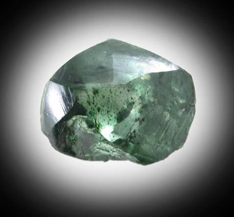 Diamond (1.63 carat green macle, twinned crystal) from Orapa Mine, south of the Makgadikgadi Pans, Botswana