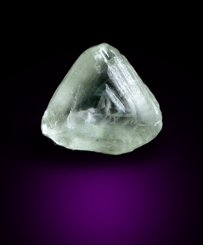 Diamond (0.64 carat pale green macle, twinned crystal) from Roraima Mine, Roraima (near the Venezuela border), Brazil