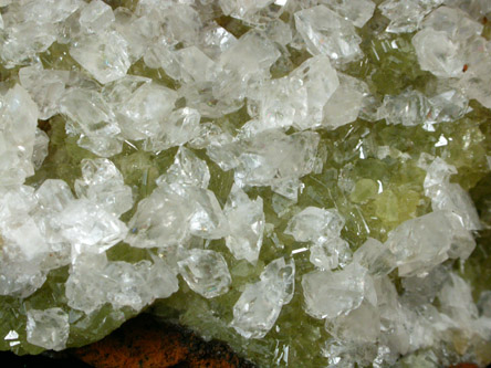 Calcite on Adamite from Mina Ojuela, Mapimi, Durango, Mexico