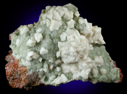 Calcite on Smithsonite with Willemite from Berg Aukas Mine, 16 km ENE of Grootfontein, Otavi Mountain Land, Namibia