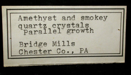 Quartz var. Amethyst from Bridge Mills, Chester County, Pennsylvania