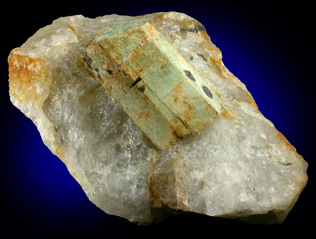 Beryl in Quartz from Frost Quarry, 2.5 km NW of Coatesville, Chester County, Pennsylvania