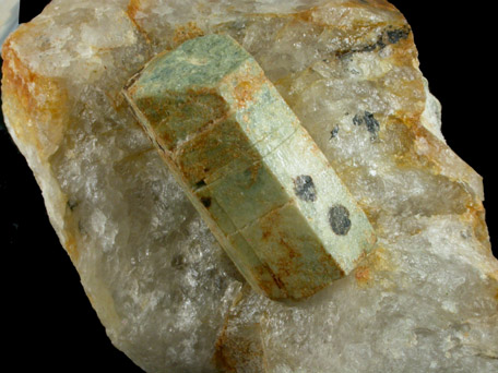 Beryl in Quartz from Frost Quarry, 2.5 km NW of Coatesville, Chester County, Pennsylvania