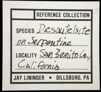 Desautelsite on Serpentine from New Idria District, San Benito County, California