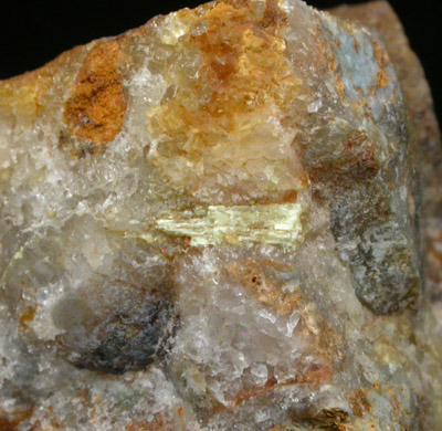 Karpatite on Quartz from 4th of July Mine, San Benito County, California