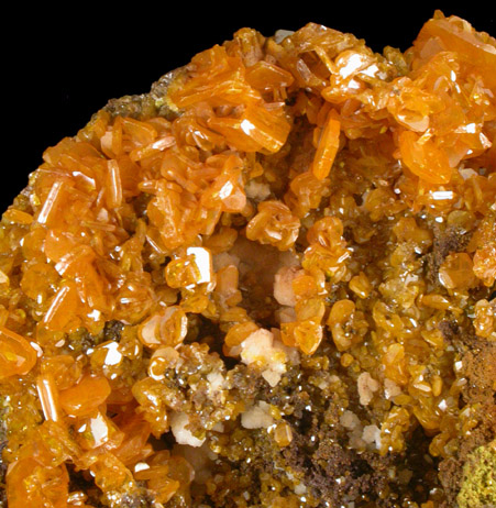 Wulfenite, Mimetite, Calcite from San Francisco Mine, Cerro Prieto, Cucurpe, Sonora, Mexico