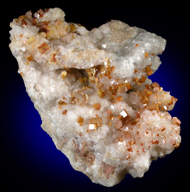 Vanadinite on Quartz from Apex Mine, San Carlos, Manuel Benavides, Chihuahua, Mexico