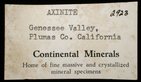 Manganaxinite from Genessee Valley, Plumas County, California