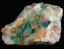 Aurichalcite and Linarite on Quartz from Blanchard Mine, Hansonburg District, 8.5 km south of Bingham, Socorro County, New Mexico