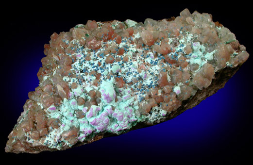Rosasite, Chrysocolla, Calcite from Lubumbashi, Katanga Copperbelt, Haut-Katanga Province, Democratic Republic of the Congo
