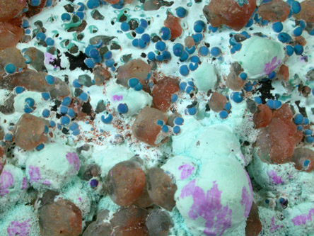 Rosasite, Chrysocolla, Calcite from Lubumbashi, Katanga (Shaba) Province, Democratic Republic of the Congo