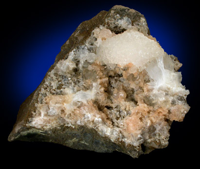 Mesolite, Calcite and Gmelinite from Prospect Park Quarry, Prospect Park, Passaic County, New Jersey