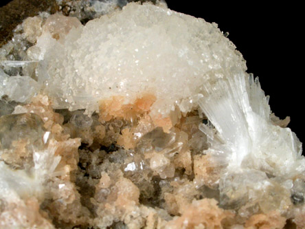 Mesolite, Calcite and Gmelinite from Prospect Park Quarry, Prospect Park, Passaic County, New Jersey