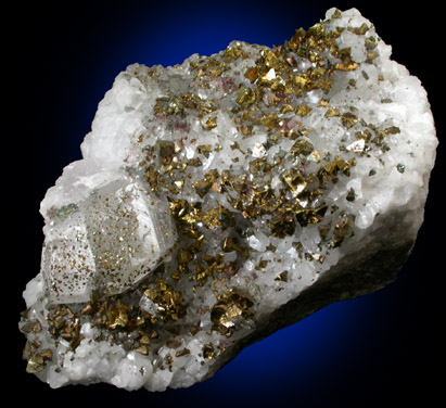 Chalcopyrite on Calcite from St. Joseph Lead Mine, Balmat, St. Lawrence County, New York
