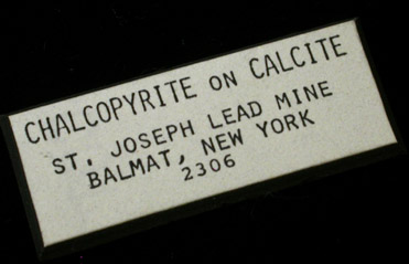 Chalcopyrite on Calcite from St. Joseph Lead Mine, Balmat, St. Lawrence County, New York