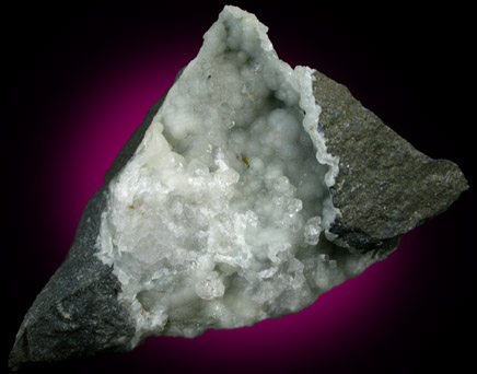 Greenockite on Prehnite and Calcite from Prospect Park Quarry, Prospect Park, Passaic County, New Jersey