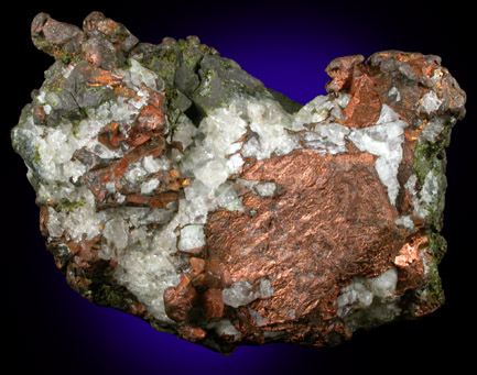 Copper with Epidote from Keweenaw Peninsula Copper District, Michigan