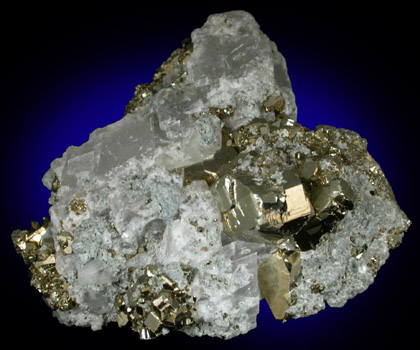 Pyrite in Calcite with Talc from ZCA Mine, Pierrepont, St. Lawrence County, New York