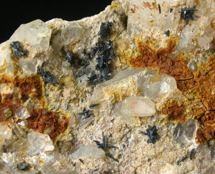 Vivianite on Quartz from Belchertown, Hampshire County, Massachusetts