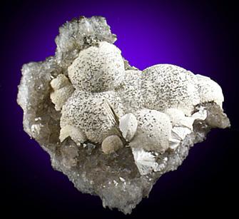 Pectolite on Quartz with Calcite cast from Millington Quarry, Bernards Township, Somerset County, New Jersey
