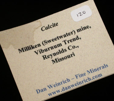 Calcite from Milliken Mine, Viburnum Trend, Reynolds County, Missouri