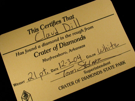 Diamond (0.21 carat white crystal) from Crater of Diamonds State Park, Murfreesboro, Pike County, Arkansas