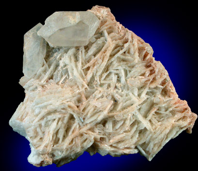 Quartz on Albite var. Cleavelandite from White Queen Mine, Pala District, San Diego County, California