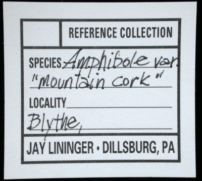 Mountain Cork (assorted amphiboles) from Blythe, Riverside County, California