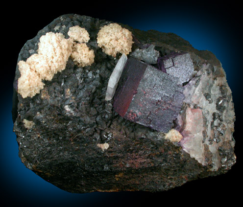 Fluorite and Barite on Sphalerite from Elmwood Mine, Carthage, Smith County, Tennessee