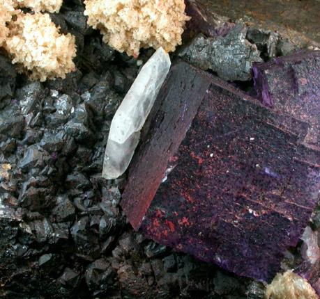 Fluorite and Barite on Sphalerite from Elmwood Mine, Carthage, Smith County, Tennessee