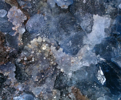 Fluorite with Anglesite pseudomorphs after Galena from Galena King Mine, Tijeras Canyon District, Manzano Mountains, Bernalillo County, New Mexico