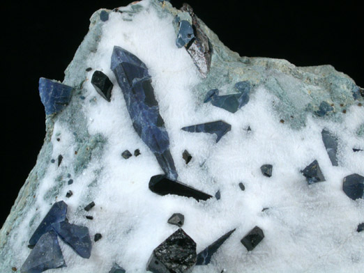 Benitoite and Natrolite in Natrolite from Benitoite Gem Mine, San Benito County, California (Type Locality for Benitoite)