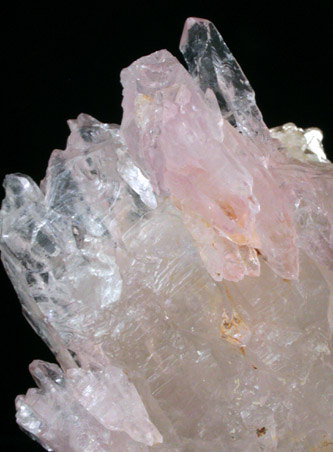 Quartz var. Rose Quartz Crystals from Lavra da Ilha, Taquaral, Jequitinhonha River, Minas Gerais, Brazil