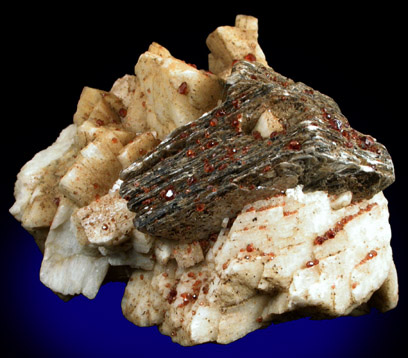 Spessartine Garnet on Microcline and Muscovite from Shigar Valley, Skardu District, Baltistan, Gilgit-Baltistan, Pakistan