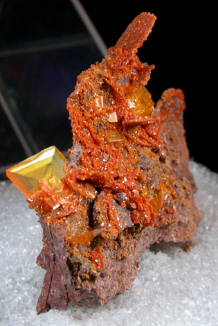 Vanadinite pseudomorphs after Wulfenite with Wulfenite from Rowley Mine, 20 km northwest of Theba, Painted Rock Mountains, Maricopa County, Arizona