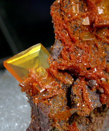 Vanadinite pseudomorphs after Wulfenite with Wulfenite from Rowley Mine, 20 km northwest of Theba, Painted Rock Mountains, Maricopa County, Arizona