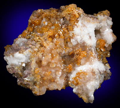 Wulfenite on Calcite from Ahumada Mine, Sierra de Los Lamentos, Chihuahua, Mexico