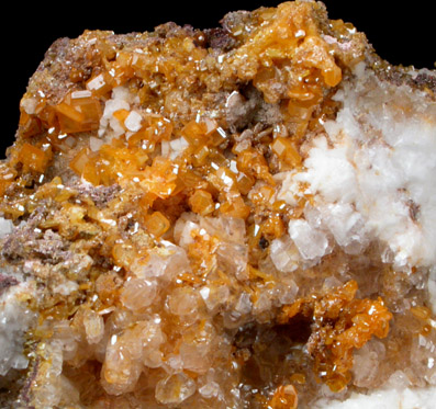 Wulfenite on Calcite from Ahumada Mine, Sierra de Los Lamentos, Chihuahua, Mexico