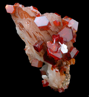 Vanadinite on Barite from Mibladen, Haute Moulouya Basin, Zeida-Aouli-Mibladen belt, Midelt Province, Morocco