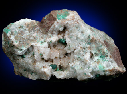 Malachite on Quartz from Cheshire Barite Mine, Jinny Hill Road, Cheshire, New Haven County, Connecticut