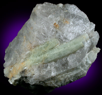 Beryl in Quartz from Jordan, Ontario (or Nova Scotia), Canada