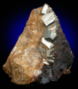 Pyrite in Siderite and Dolomite from Roxbury Iron Mine, Mine Hill, Roxbury, Litchfield County, Connecticut