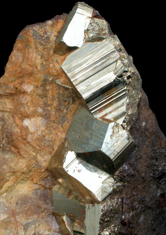 Pyrite in Siderite and Dolomite from Roxbury Iron Mine, Mine Hill, Roxbury, Litchfield County, Connecticut