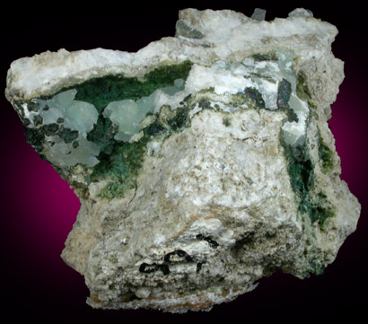 Calcite, Chalcopyrite, Chrysocolla from Chimney Rock Quarry, Bound Brook, Somerset County, New Jersey