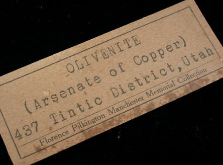 Olivenite from Tintic District, Juab County, Utah