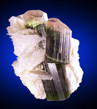 Elbaite Tourmaline in cleavelandite matrix from Stak Nala, Skardu Road, Gilgit-Baltistan, Pakistan