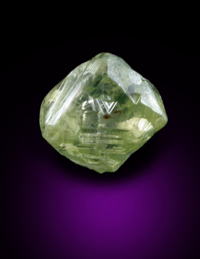 Diamond (0.92 carat pale-green octahedral crystal) from Vaal River Mining District, Northern Cape Province, South Africa