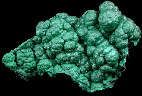 Malachite from Kolwezi Mining District, 240 km WNW of  Lubumbashi, Katanga Copperbelt, Lualaba Province, Democratic Republic of the Congo